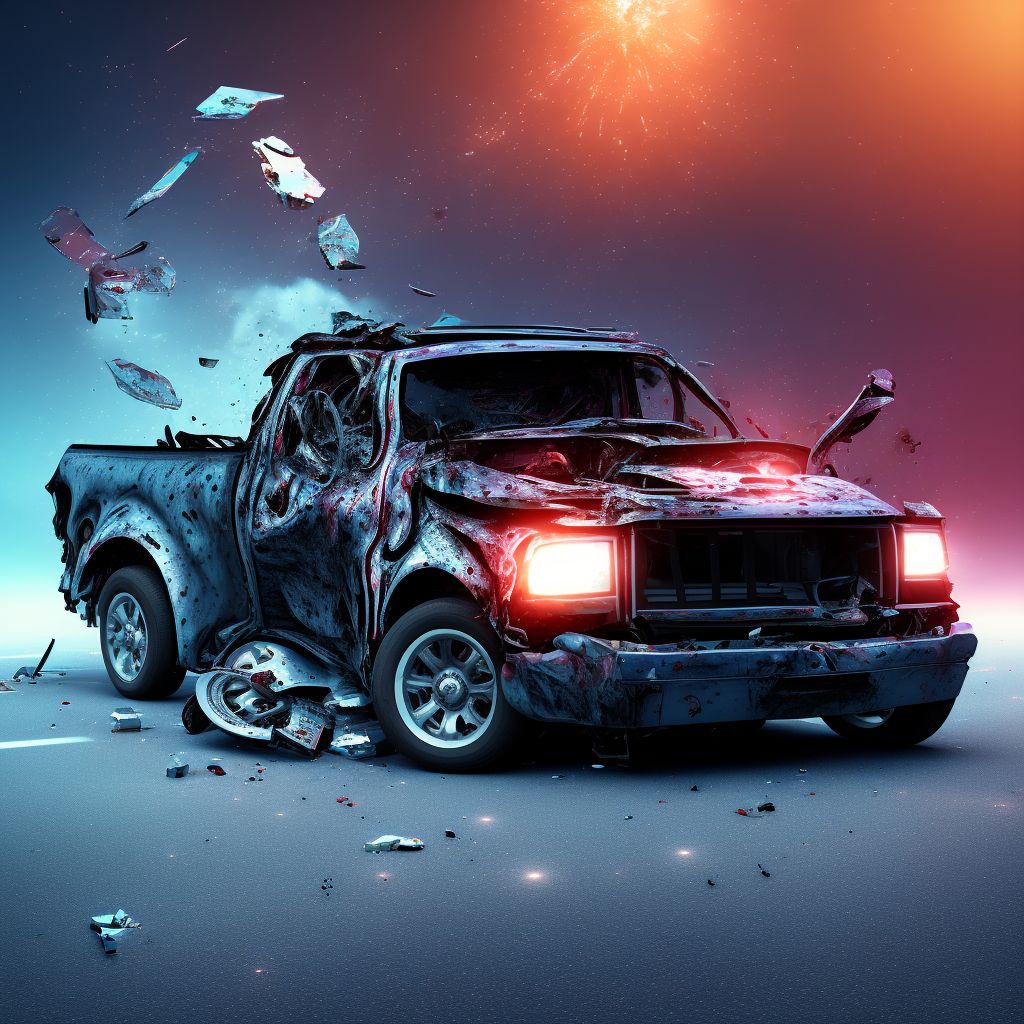 Unspecified occupant of pick-up truck or van injured in collision with other nonmotor vehicle in nontraffic accident, initial encounter digital illustration