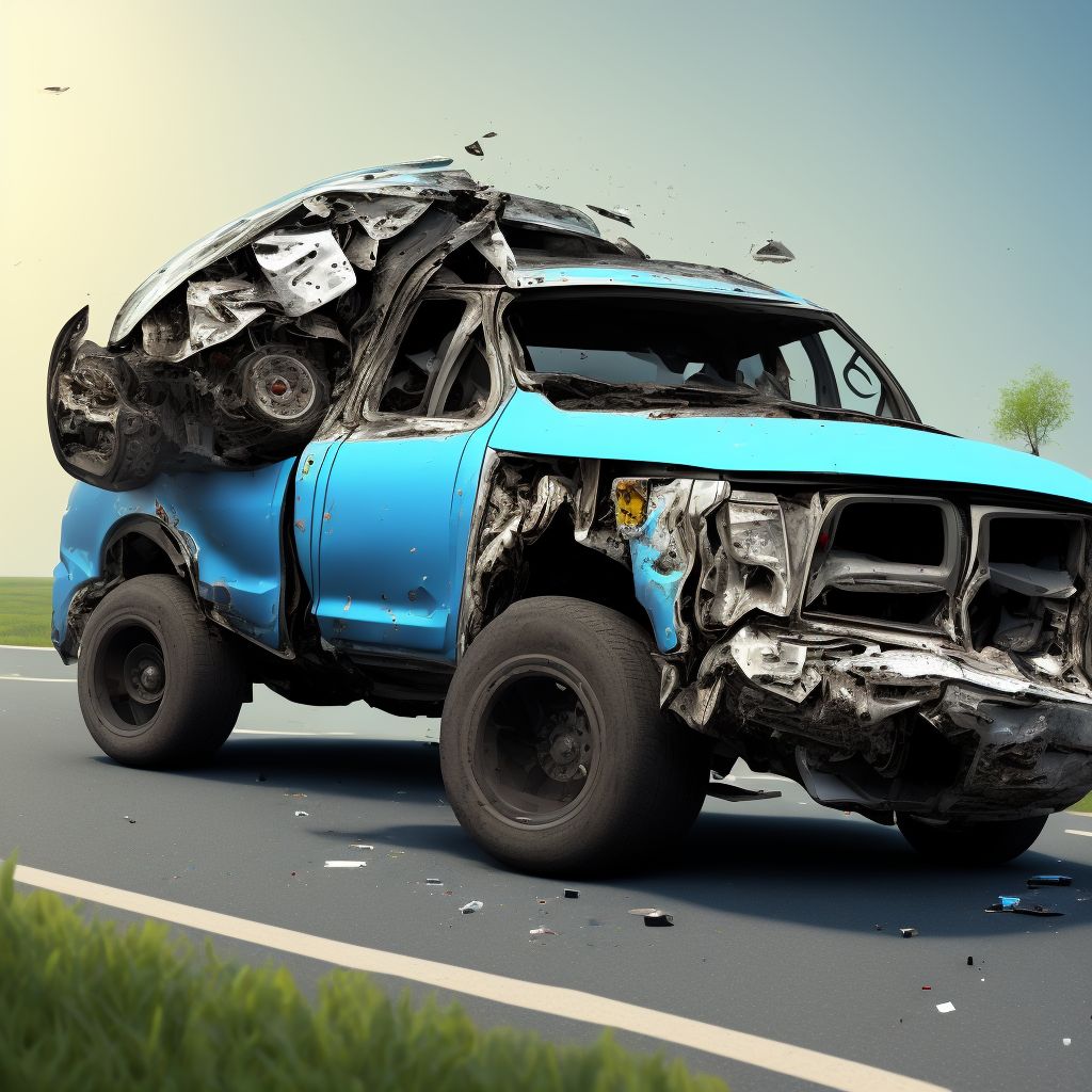 Unspecified occupant of pick-up truck or van injured in collision with other nonmotor vehicle in nontraffic accident, subsequent encounter digital illustration