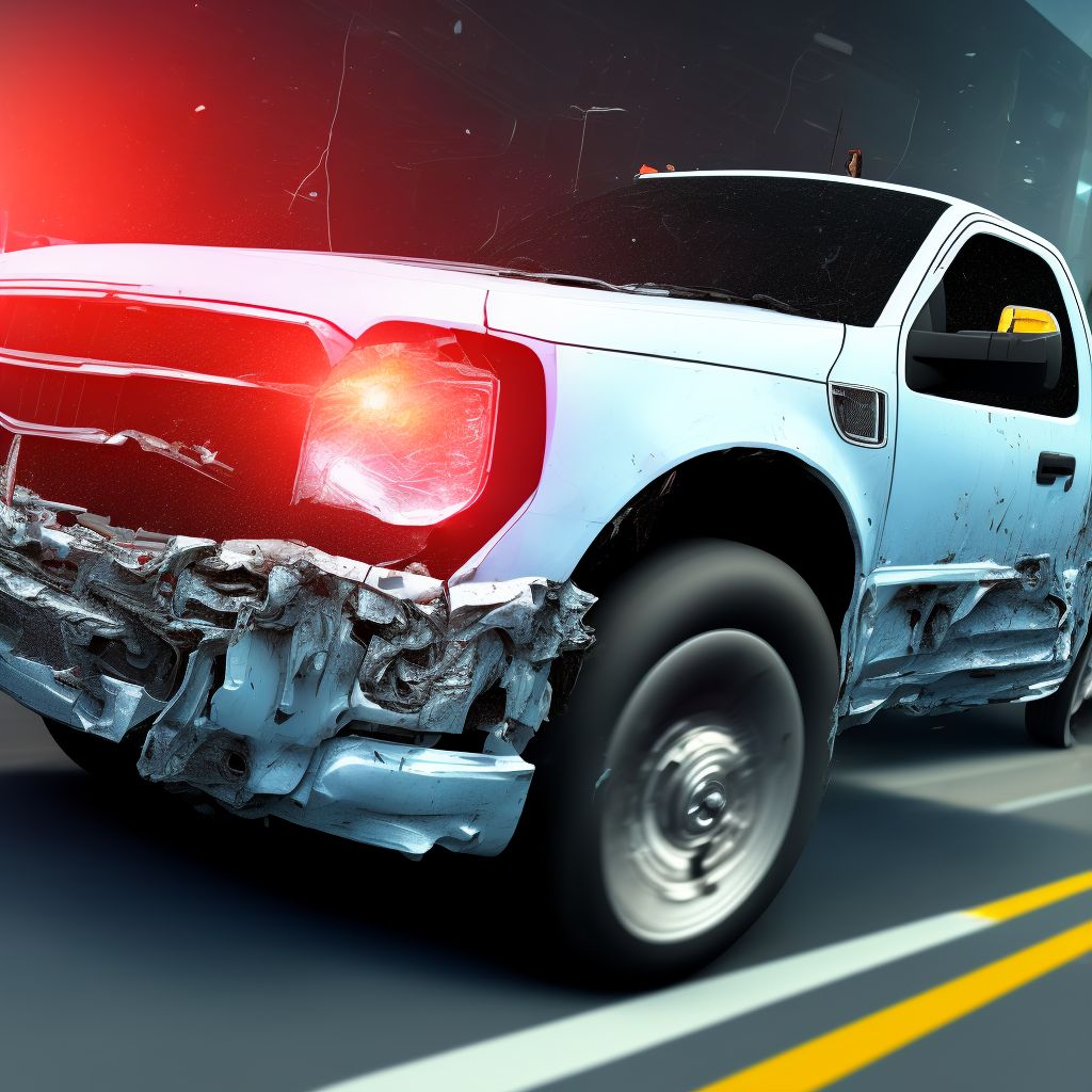 Passenger in pick-up truck or van injured in collision with other nonmotor vehicle in traffic accident, initial encounter digital illustration