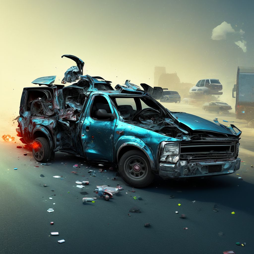 Unspecified occupant of pick-up truck or van injured in collision with other nonmotor vehicle in traffic accident, subsequent encounter digital illustration