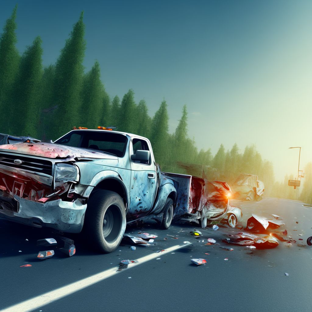 Driver of pick-up truck or van injured in collision with fixed or stationary object in nontraffic accident, sequela digital illustration