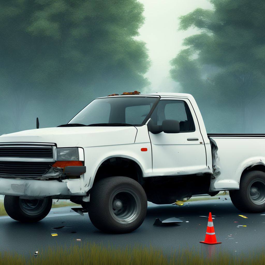 Driver of pick-up truck or van injured in noncollision transport accident in nontraffic accident, initial encounter digital illustration