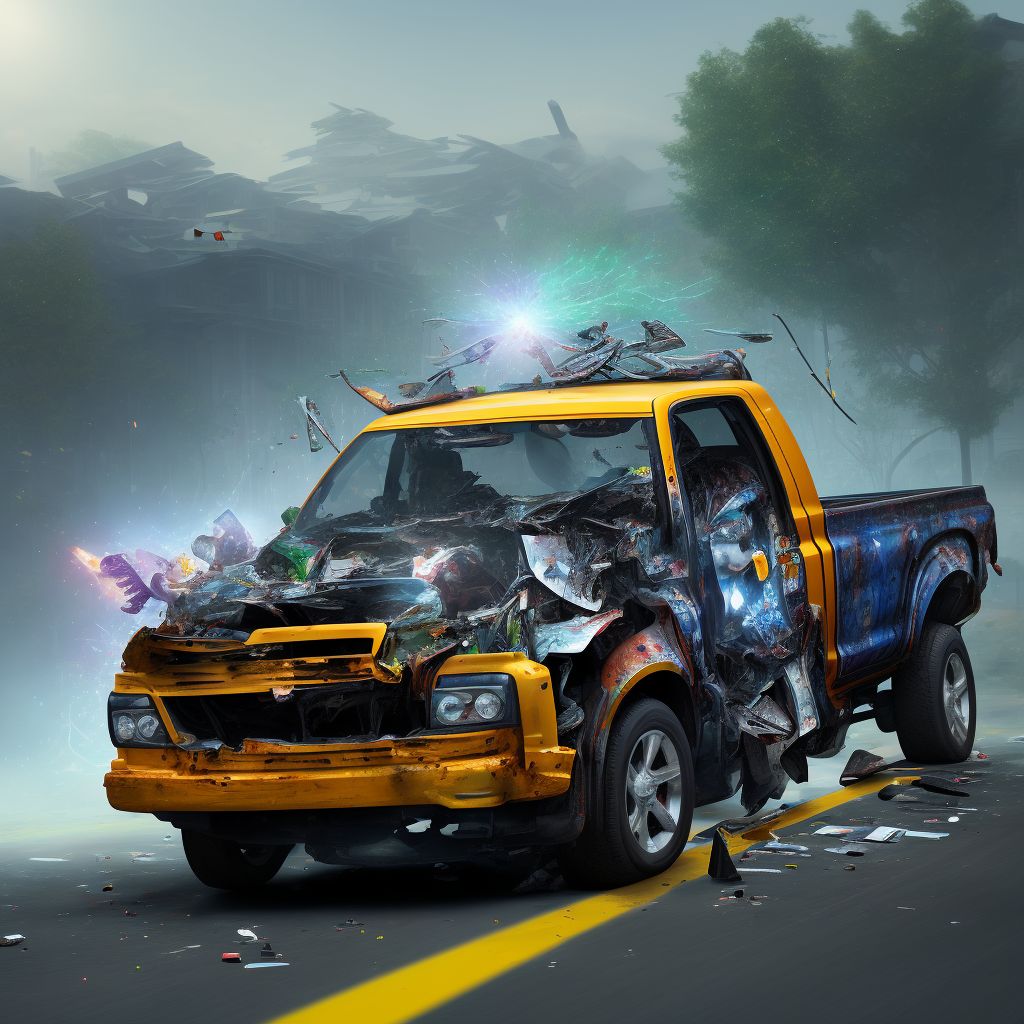 Driver of pick-up truck or van injured in noncollision transport accident in nontraffic accident, subsequent encounter digital illustration