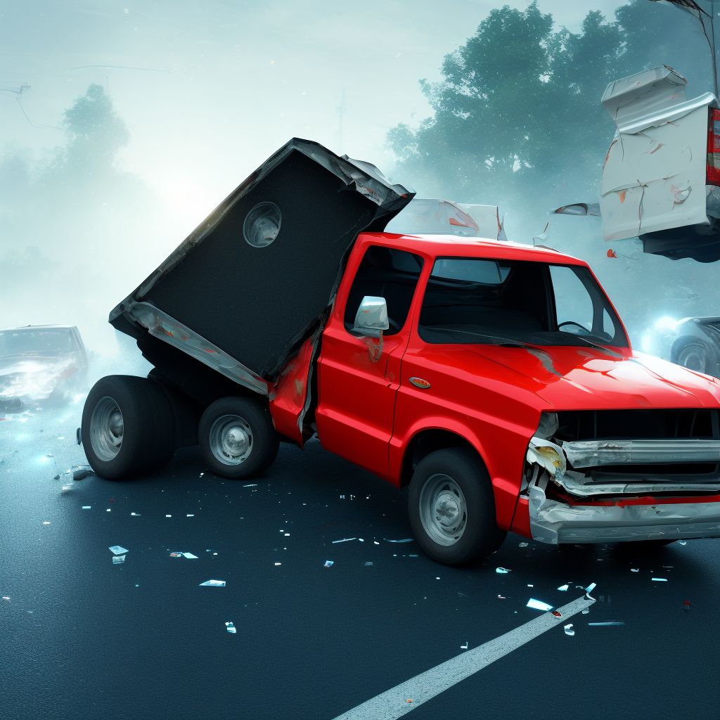 Driver of pick-up truck or van injured in noncollision transport accident in nontraffic accident, sequela digital illustration