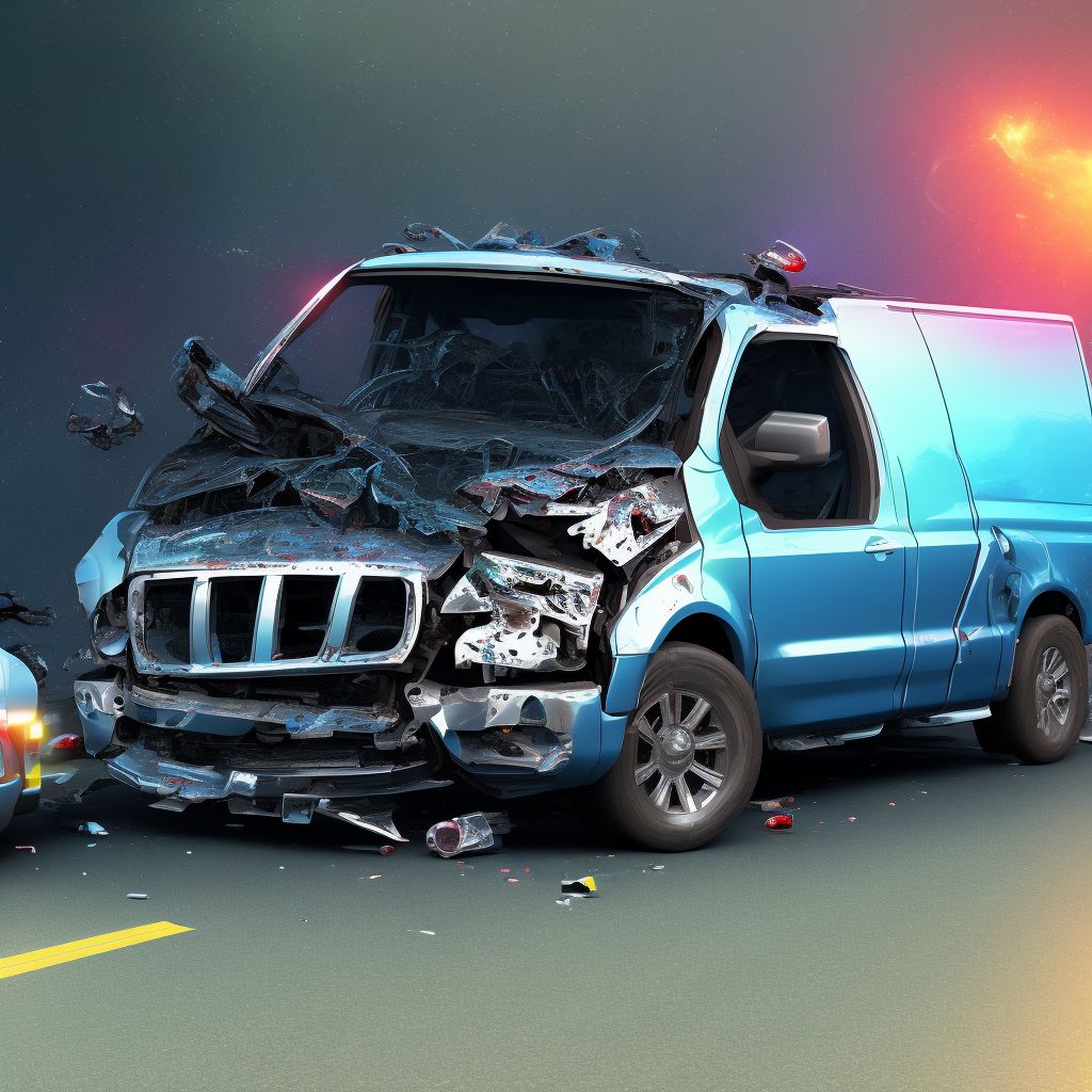 Person on outside of pick-up truck or van injured in noncollision transport accident in nontraffic accident, initial encounter digital illustration