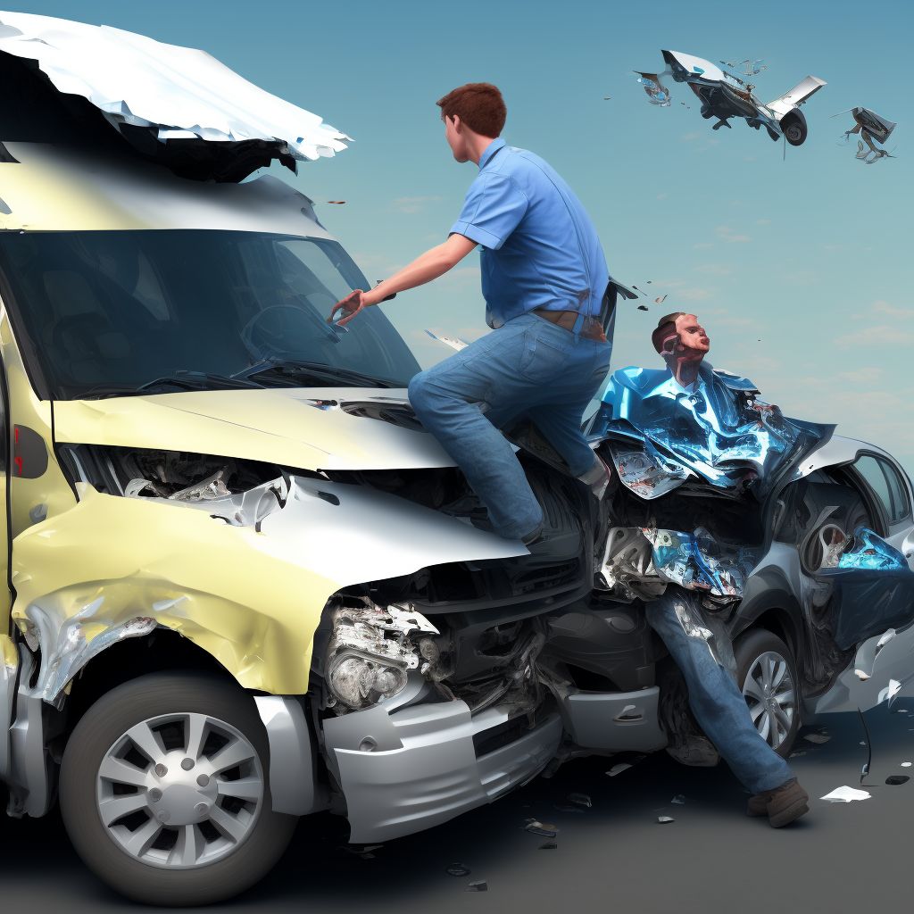 Person on outside of pick-up truck or van injured in noncollision transport accident in nontraffic accident, sequela digital illustration