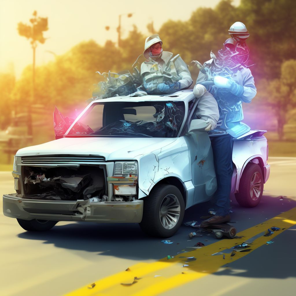 Person boarding or alighting a pick-up truck or van injured in noncollision transport accident, subsequent encounter digital illustration