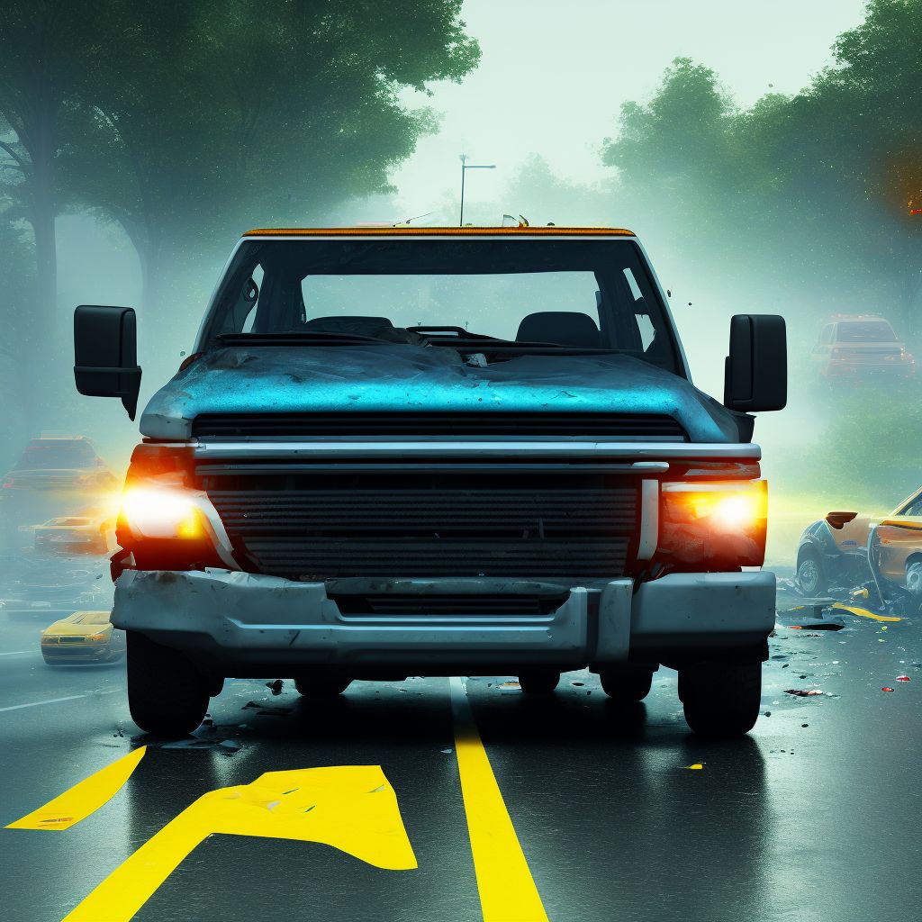 Driver of pick-up truck or van injured in noncollision transport accident in traffic accident, initial encounter digital illustration