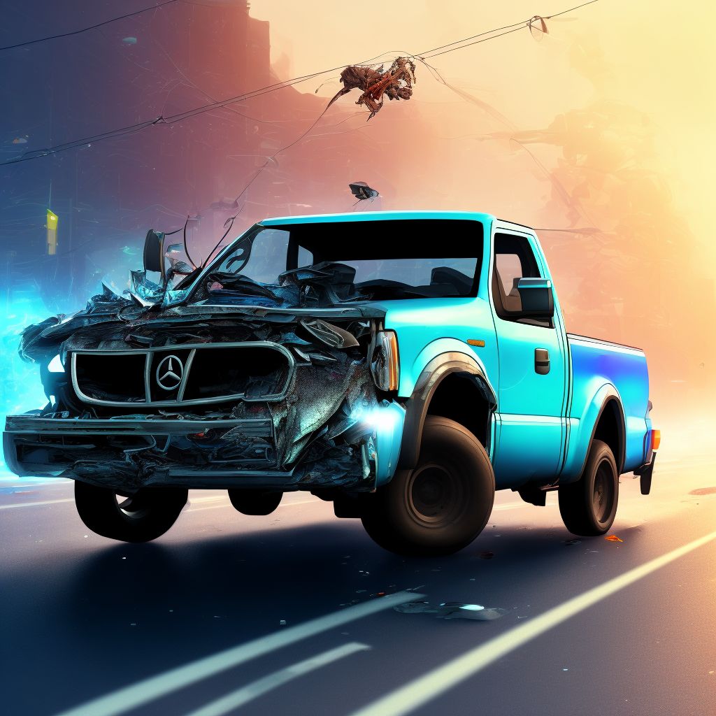 Passenger in pick-up truck or van injured in noncollision transport accident in traffic accident, initial encounter digital illustration