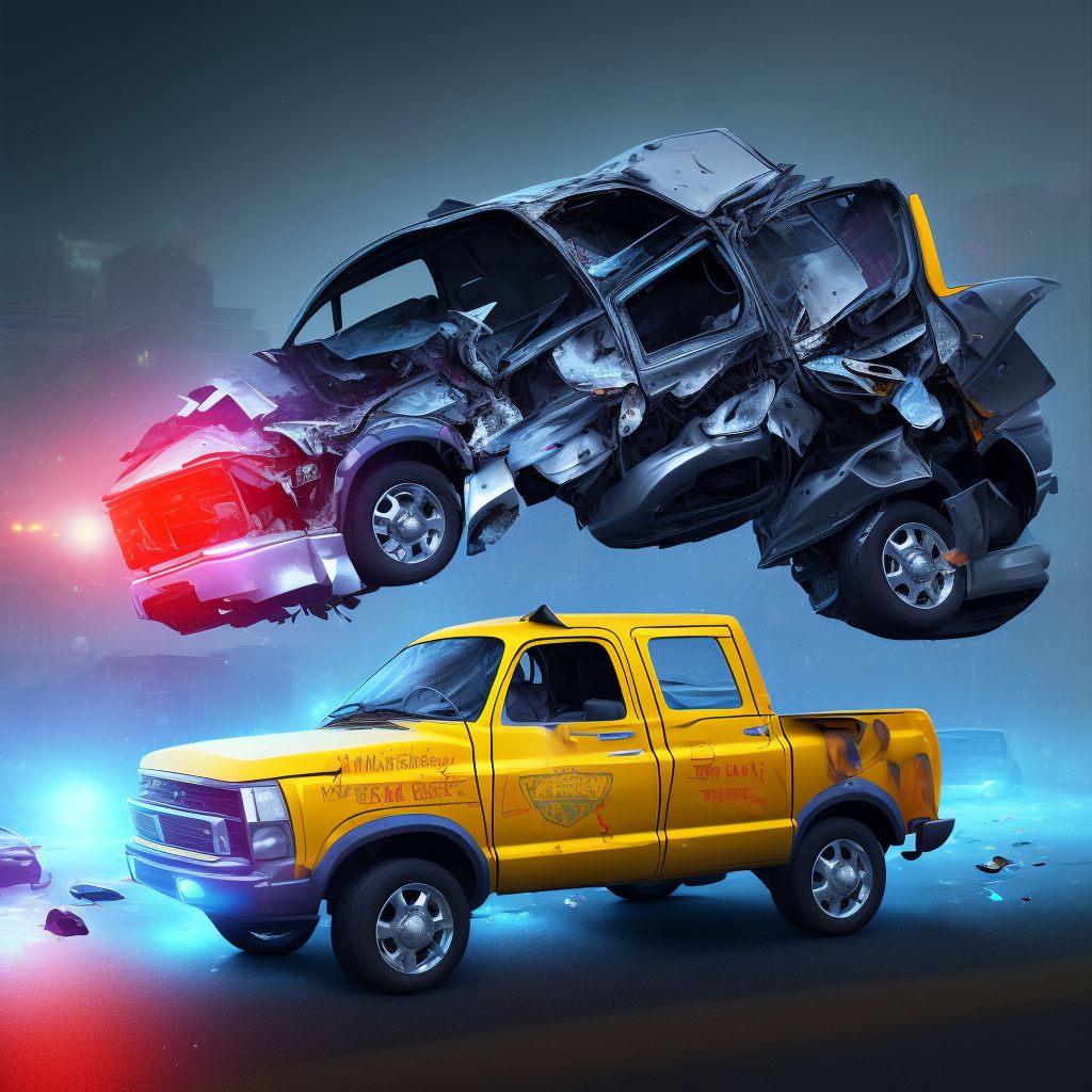 Unspecified occupant of pick-up truck or van injured in noncollision transport accident in traffic accident, initial encounter digital illustration