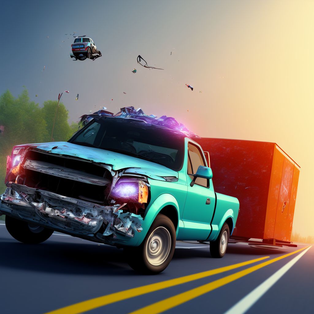 Unspecified occupant of pick-up truck or van injured in noncollision transport accident in traffic accident, subsequent encounter digital illustration