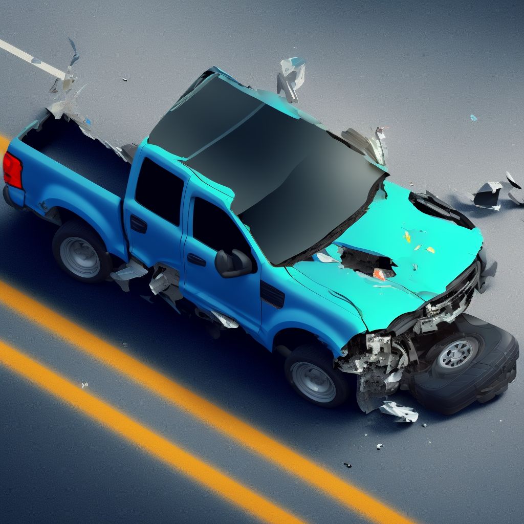 Unspecified occupant of pick-up truck or van injured in noncollision transport accident in traffic accident, sequela digital illustration