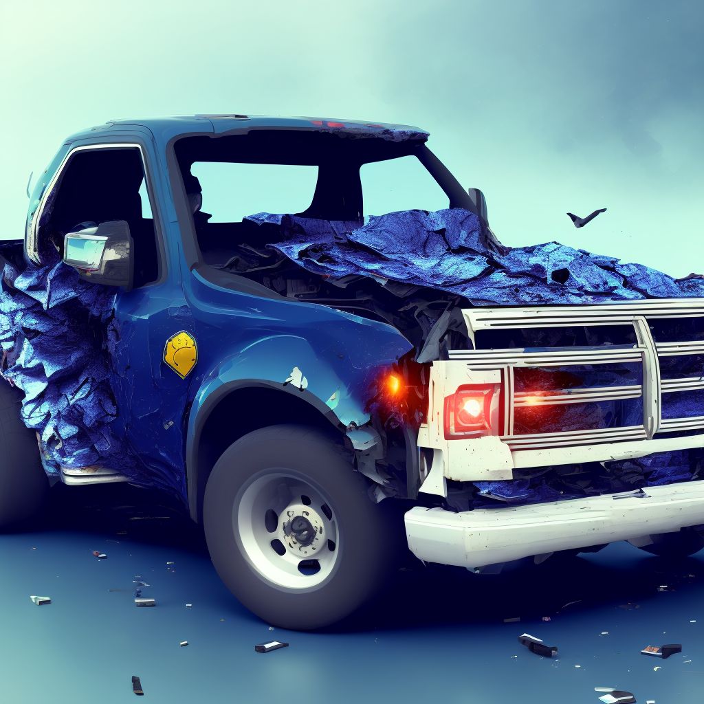 Driver of pick-up truck or van injured in collision with unspecified motor vehicles in nontraffic accident, initial encounter digital illustration