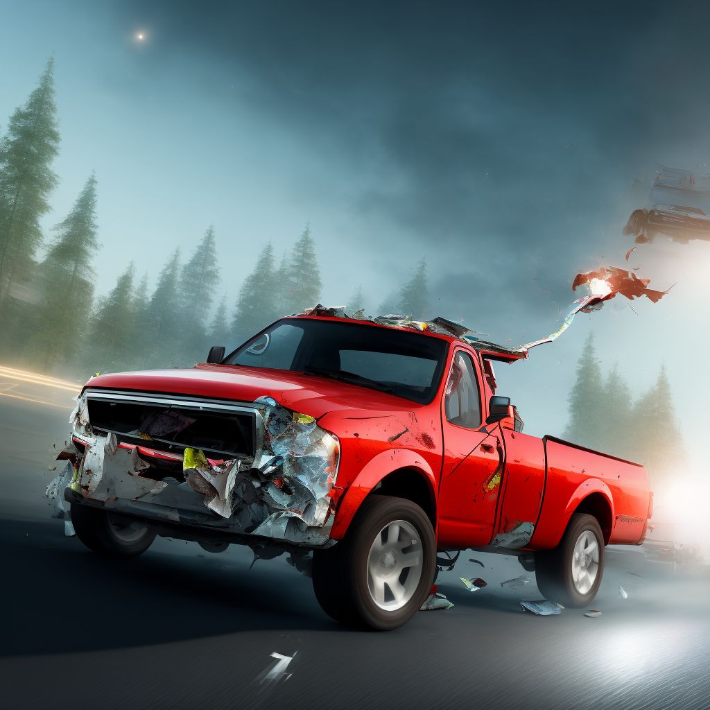 Driver of pick-up truck or van injured in collision with unspecified motor vehicles in nontraffic accident, subsequent encounter digital illustration