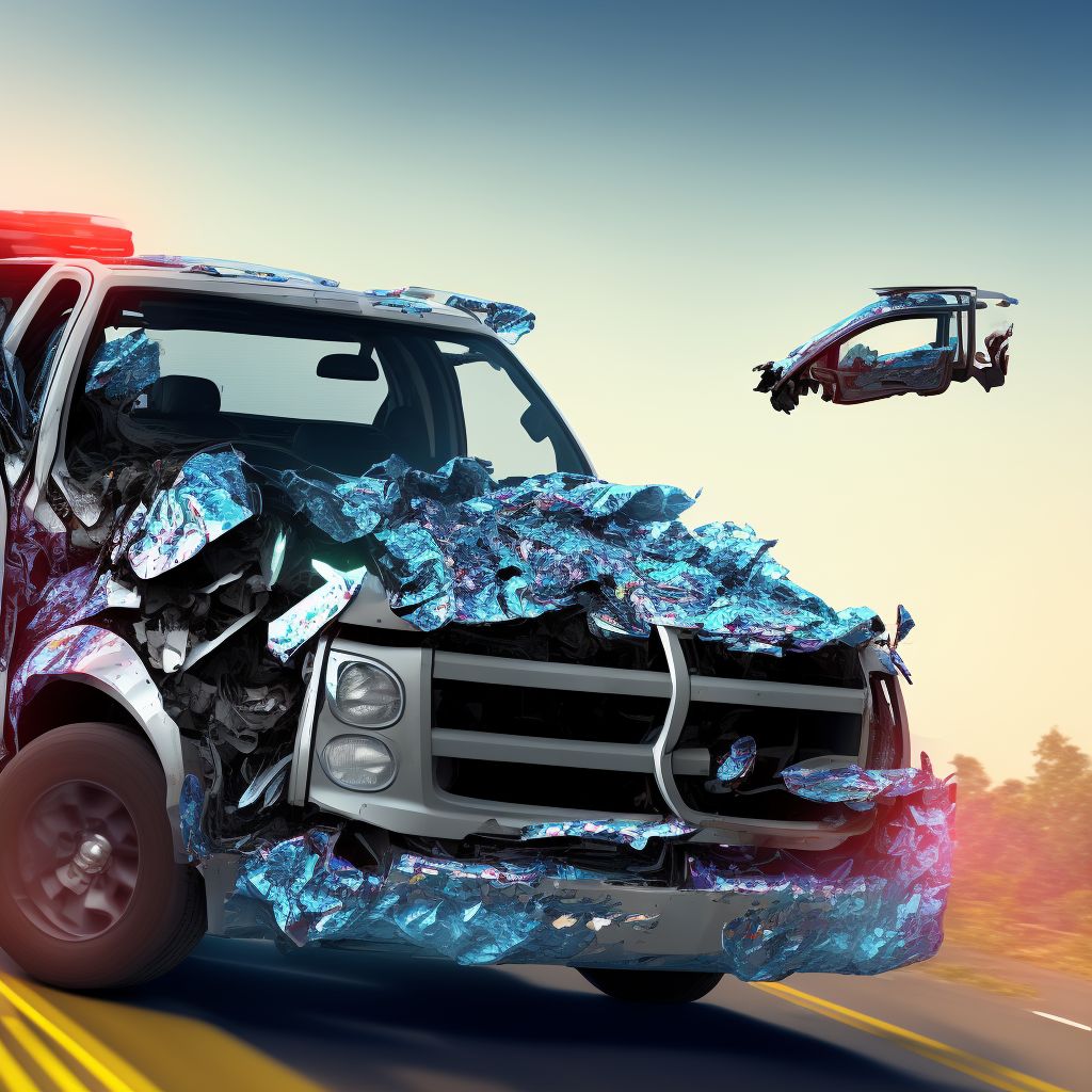 Passenger in pick-up truck or van injured in collision with unspecified motor vehicles in nontraffic accident, initial encounter digital illustration