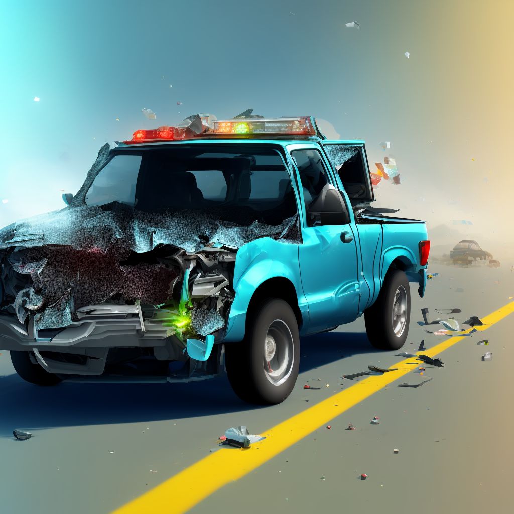 Passenger in pick-up truck or van injured in collision with unspecified motor vehicles in nontraffic accident, sequela digital illustration