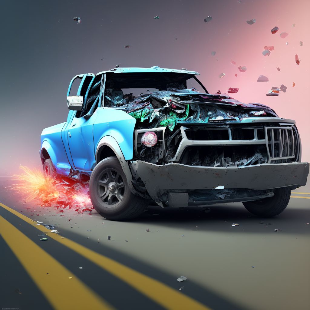 Unspecified occupant of pick-up truck or van injured in collision with unspecified motor vehicles in nontraffic accident, initial encounter digital illustration