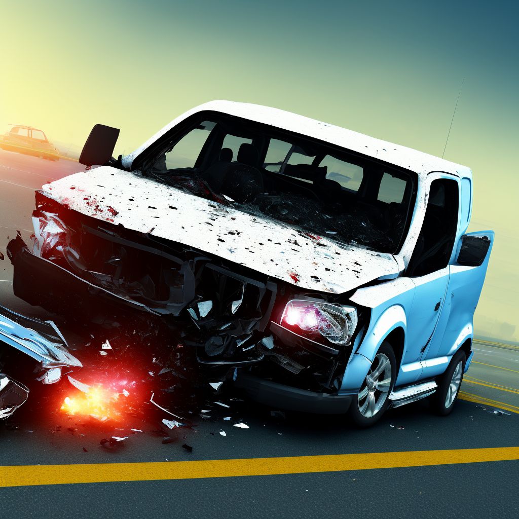 Unspecified occupant of pick-up truck or van injured in collision with unspecified motor vehicles in nontraffic accident, subsequent encounter digital illustration