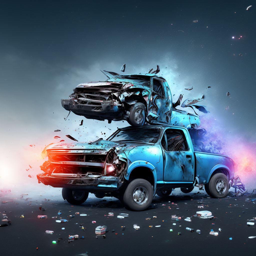 Unspecified occupant of pick-up truck or van injured in collision with other motor vehicles in nontraffic accident, initial encounter digital illustration