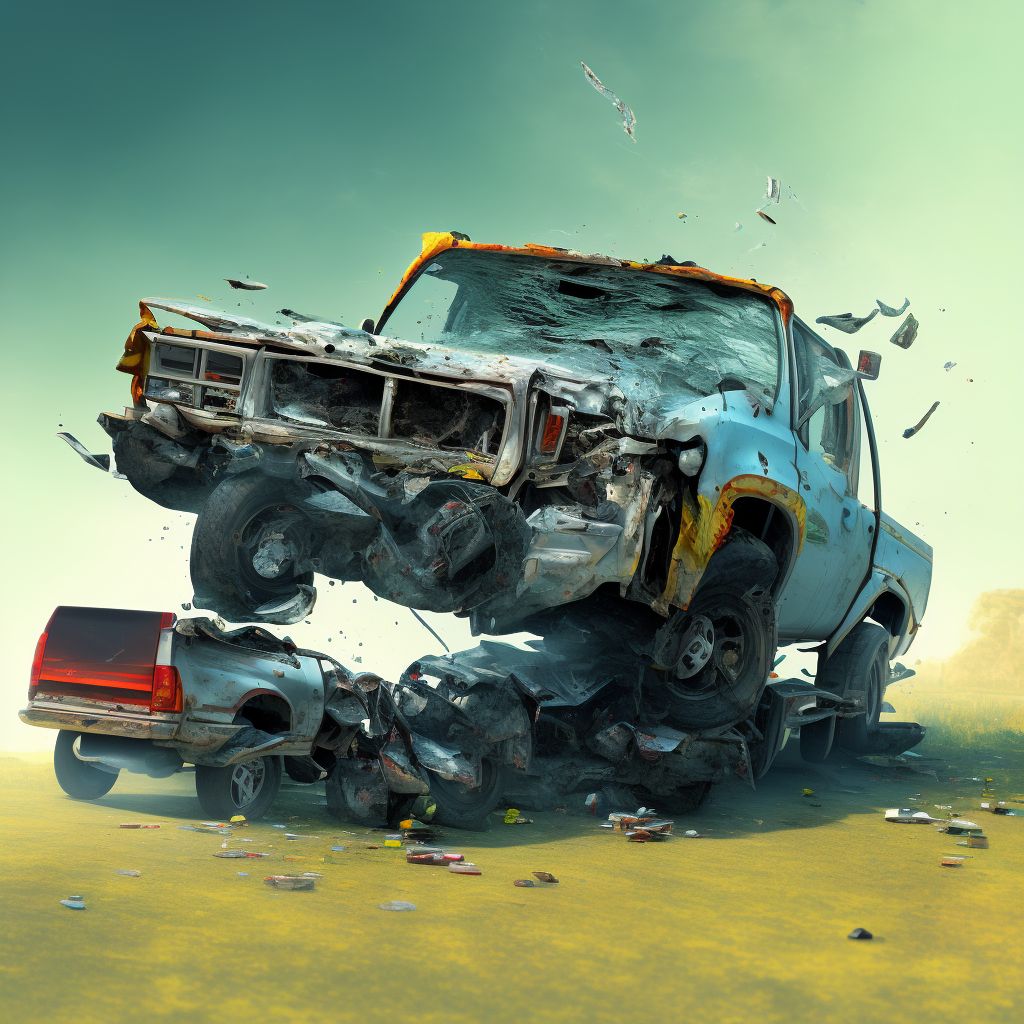 Occupant (driver) (passenger) of pick-up truck or van injured in unspecified nontraffic accident, subsequent encounter digital illustration