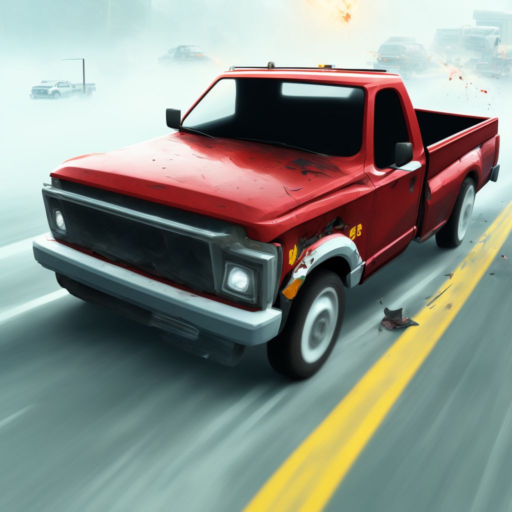 Driver of pick-up truck or van injured in collision with unspecified motor vehicles in traffic accident, initial encounter digital illustration