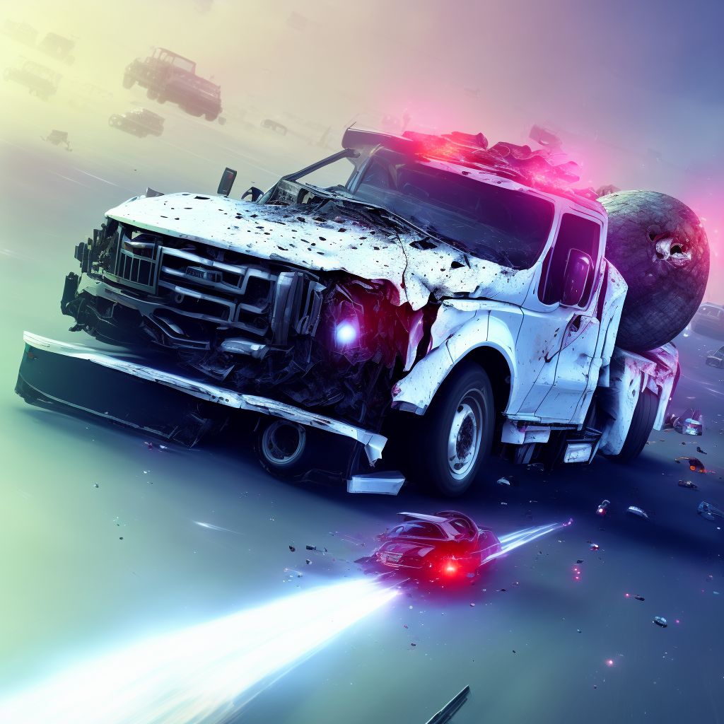 Driver of heavy transport vehicle injured in collision with pedestrian or animal in nontraffic accident, initial encounter digital illustration