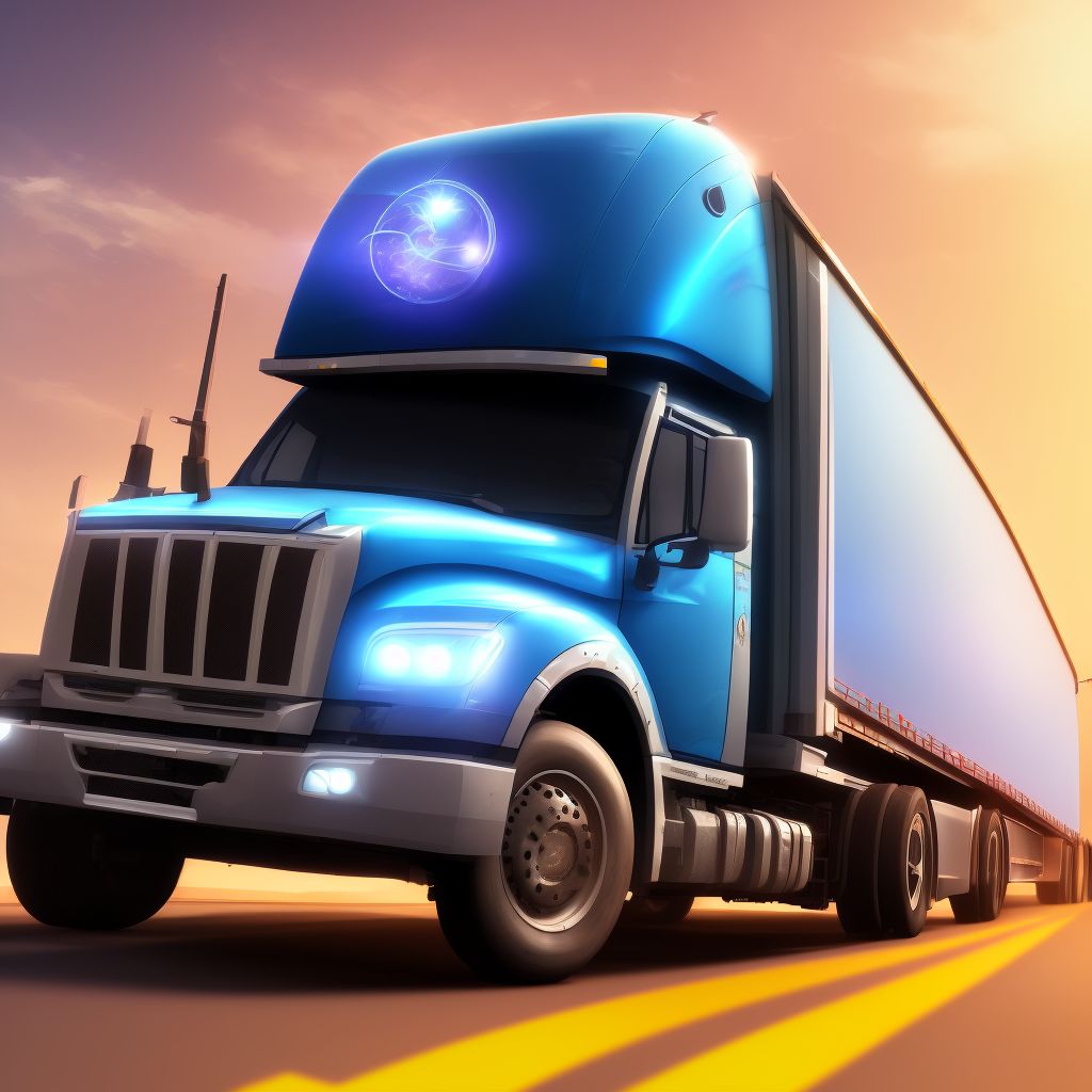 Passenger in heavy transport vehicle injured in collision with pedestrian or animal in nontraffic accident, initial encounter digital illustration