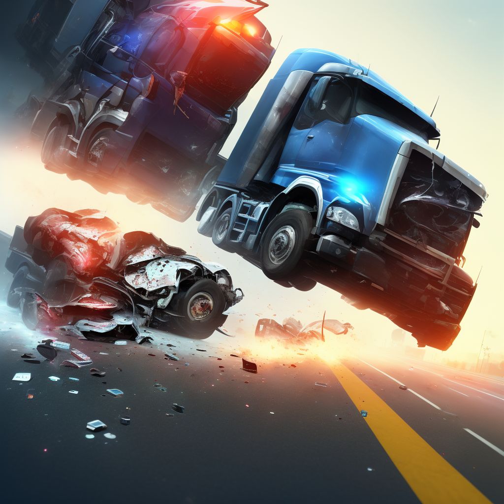 Unspecified occupant of heavy transport vehicle injured in collision with pedestrian or animal in nontraffic accident, initial encounter digital illustration