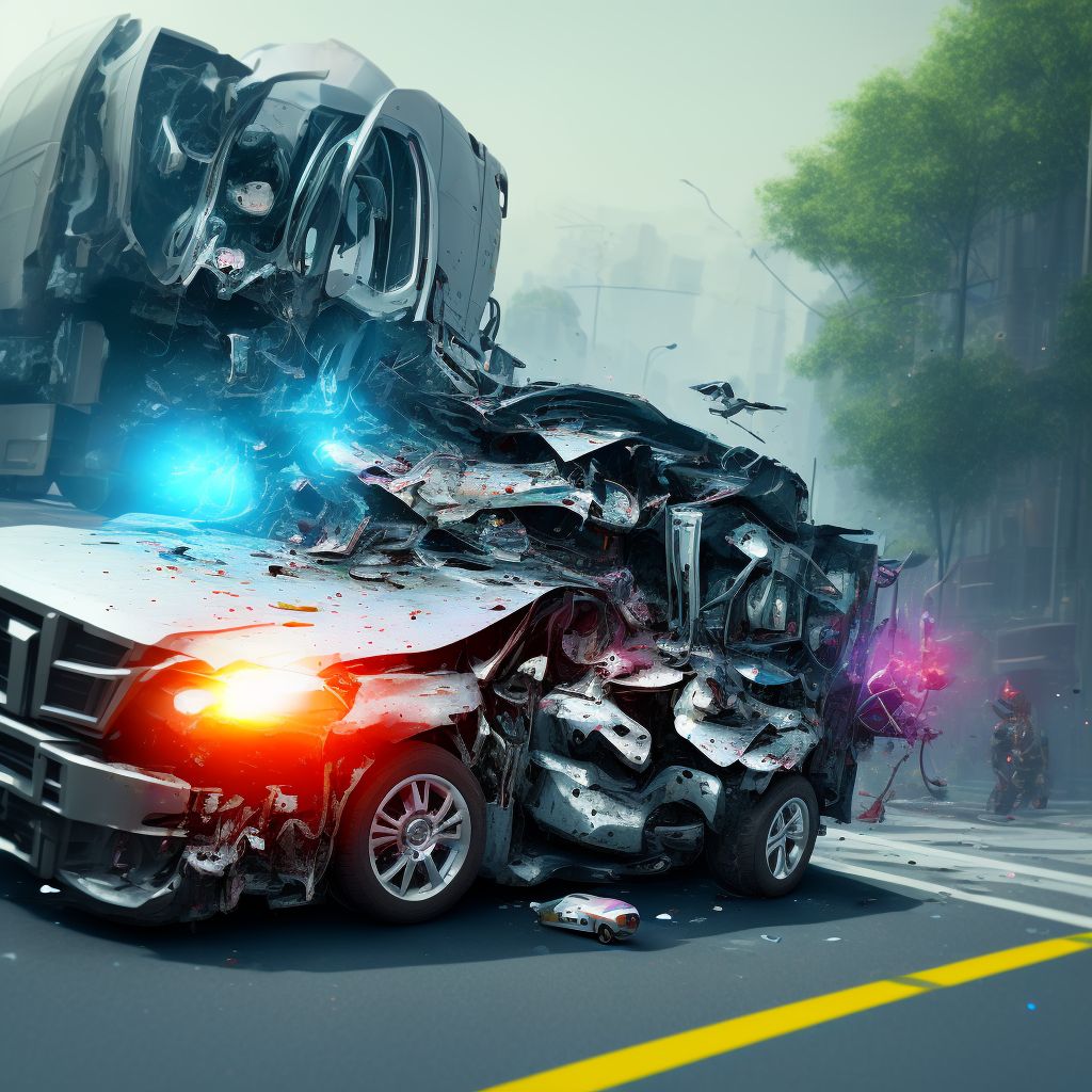 Unspecified occupant of heavy transport vehicle injured in collision with pedestrian or animal in nontraffic accident, subsequent encounter digital illustration