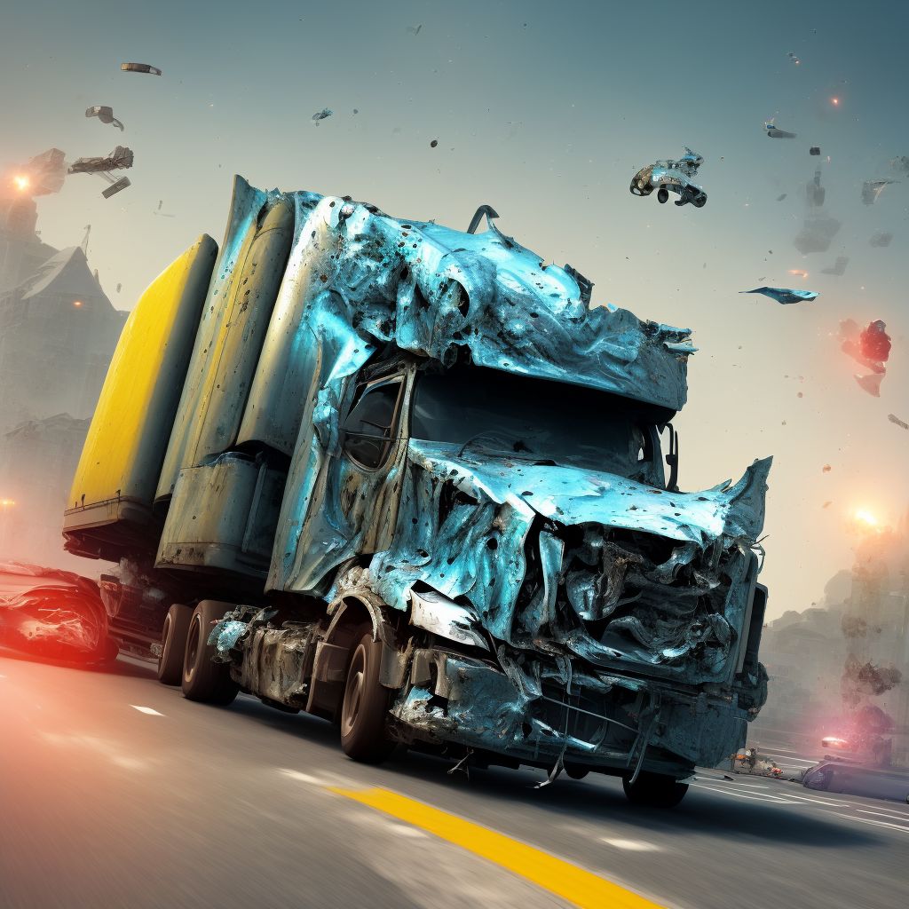 Unspecified occupant of heavy transport vehicle injured in collision with pedestrian or animal in nontraffic accident, sequela digital illustration