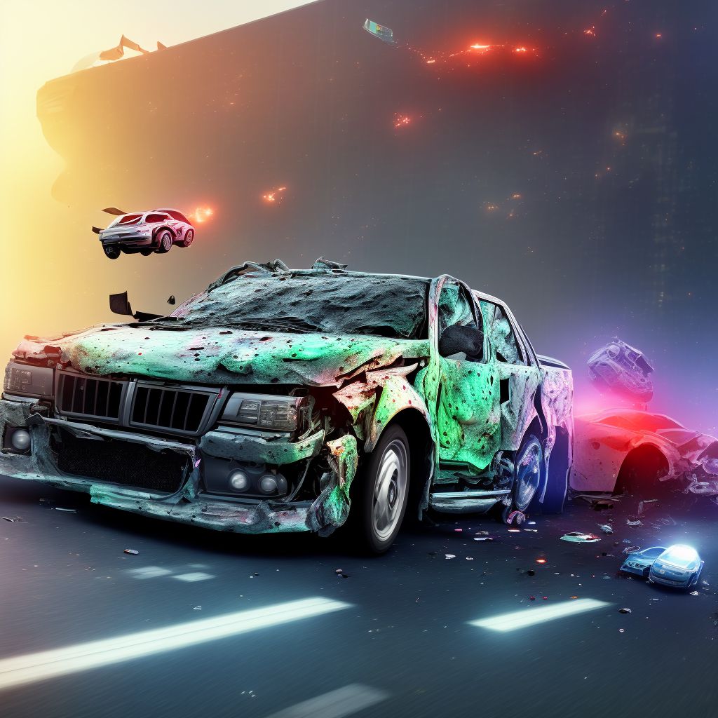 Unspecified occupant of heavy transport vehicle injured in collision with pedestrian or animal in traffic accident, initial encounter digital illustration