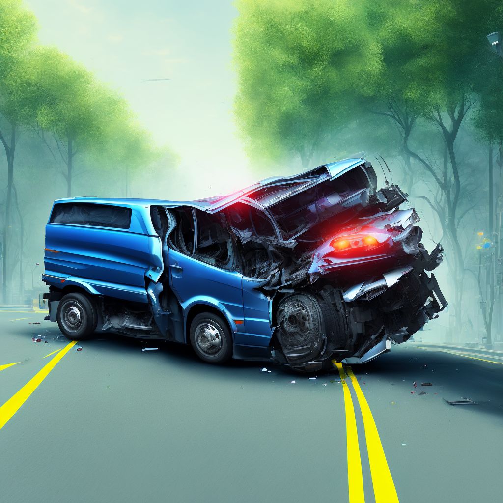 Driver of heavy transport vehicle injured in collision with two- or three-wheeled motor vehicle in nontraffic accident, subsequent encounter digital illustration