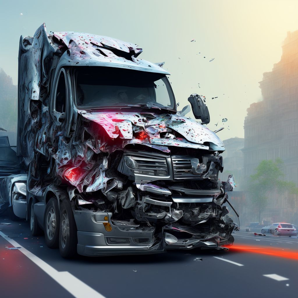 Unspecified occupant of heavy transport vehicle injured in collision with car, pick-up truck or van in traffic accident, sequela digital illustration