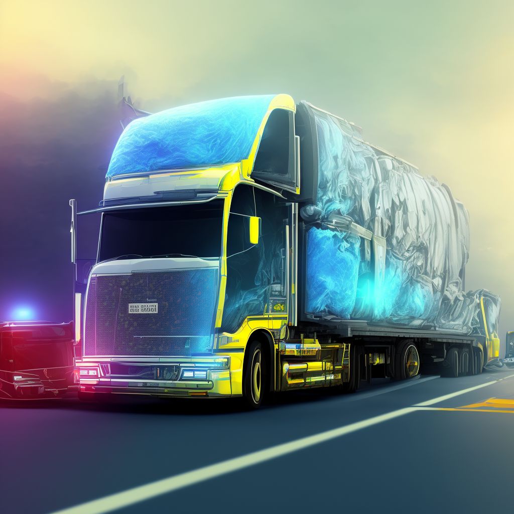 Driver of heavy transport vehicle injured in collision with heavy transport vehicle or bus in nontraffic accident, subsequent encounter digital illustration