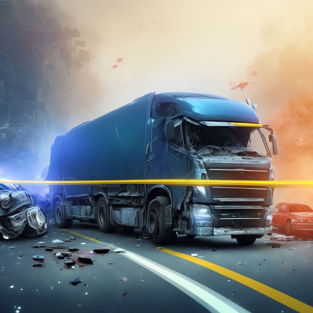 Unspecified occupant of heavy transport vehicle injured in collision with heavy transport vehicle or bus in nontraffic accident, subsequent encounter digital illustration