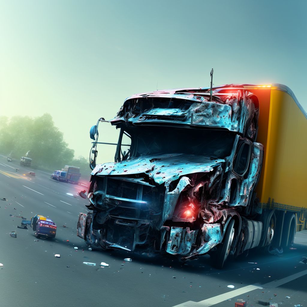 Unspecified occupant of heavy transport vehicle injured in collision with heavy transport vehicle or bus in nontraffic accident, sequela digital illustration