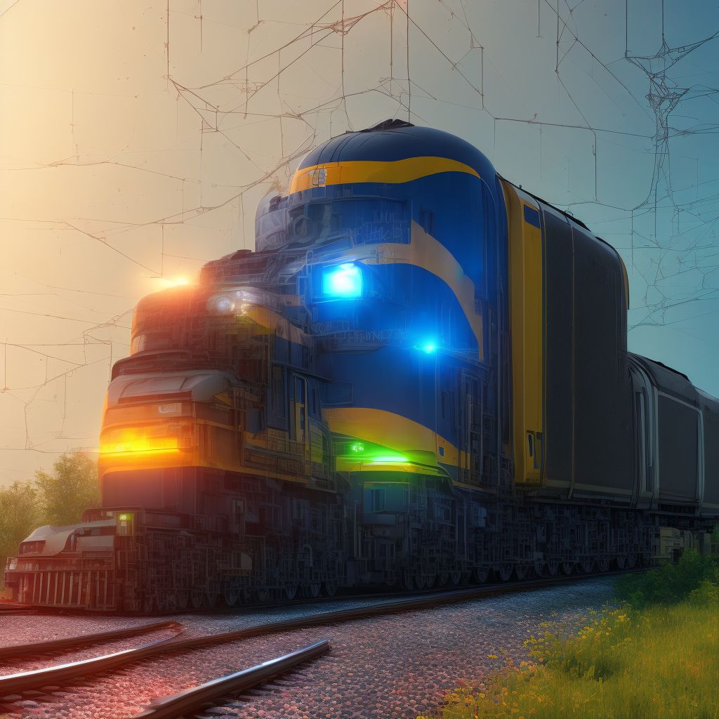 Unspecified occupant of heavy transport vehicle injured in collision with railway train or railway vehicle in nontraffic accident, subsequent encounter digital illustration