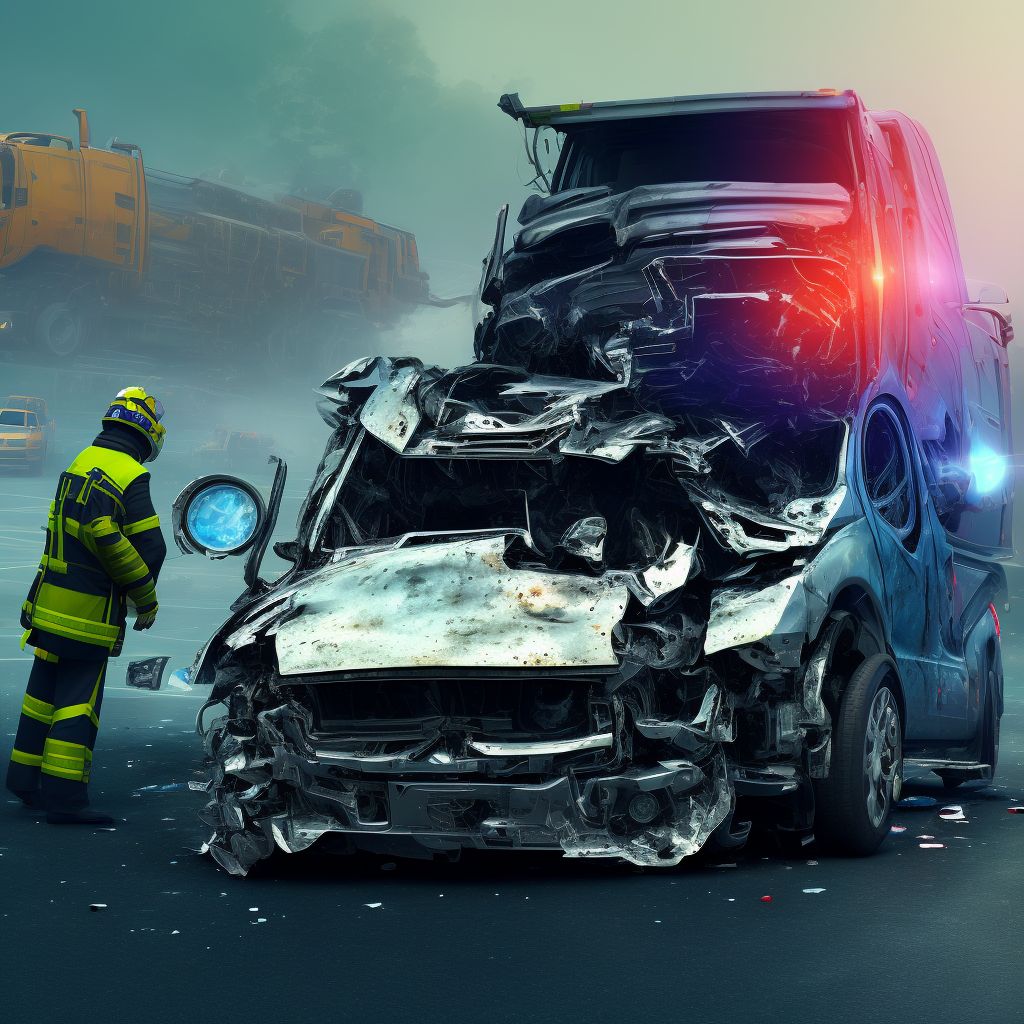 Passenger in heavy transport vehicle injured in collision with other nonmotor vehicle in nontraffic accident, subsequent encounter digital illustration