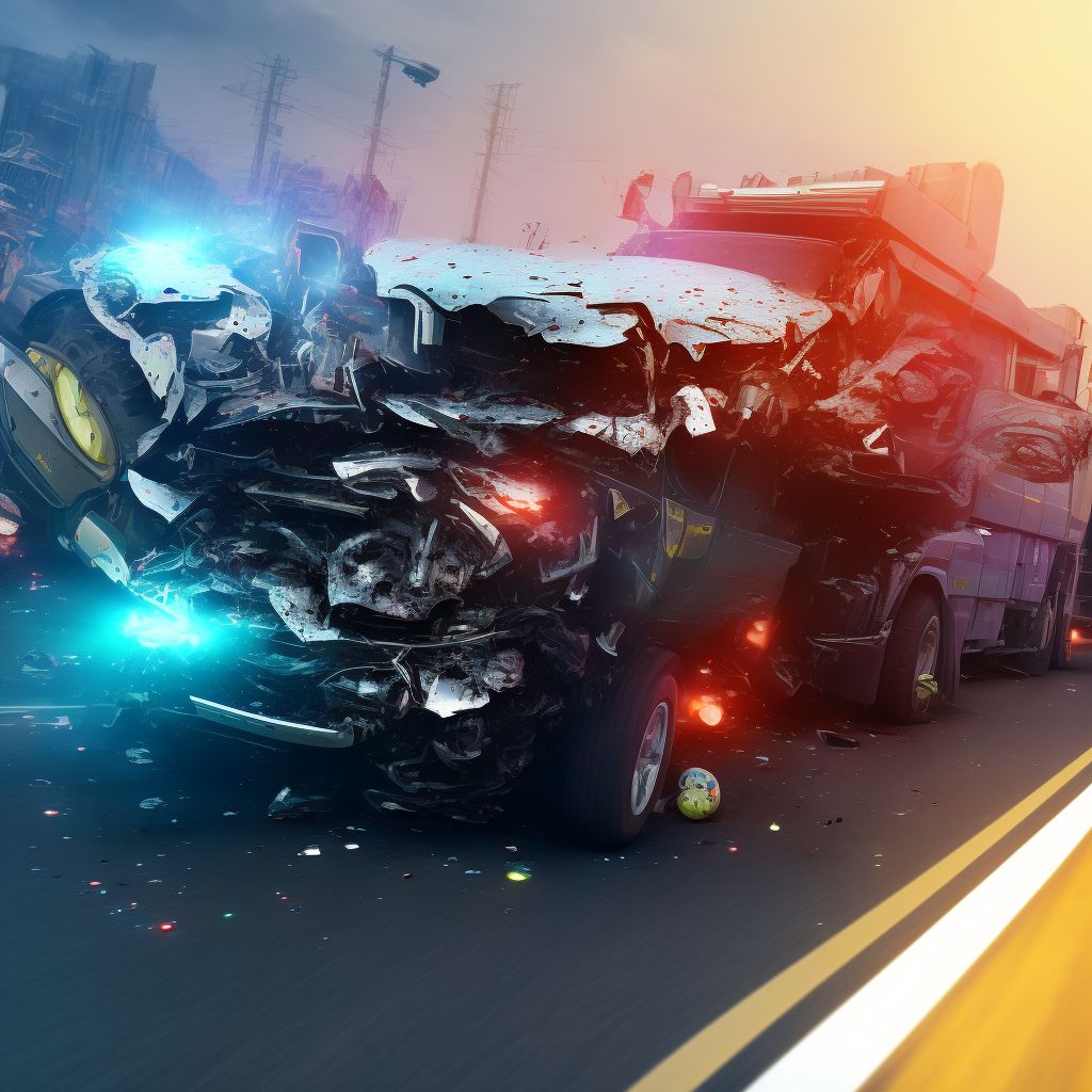 Unspecified occupant of heavy transport vehicle injured in collision with other nonmotor vehicle in nontraffic accident, initial encounter digital illustration