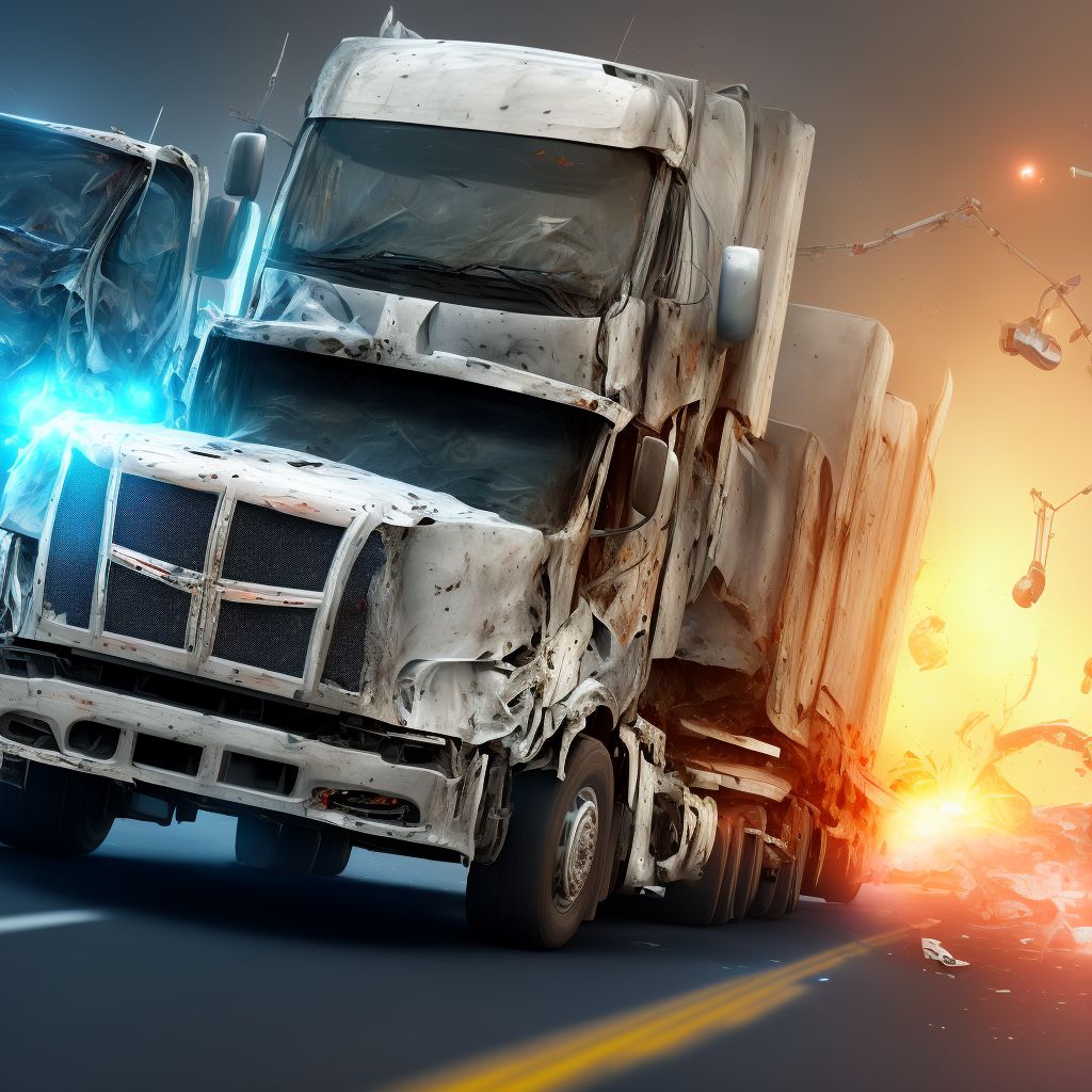 Unspecified occupant of heavy transport vehicle injured in collision with other nonmotor vehicle in nontraffic accident, sequela digital illustration