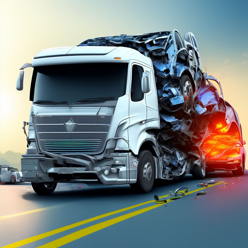 Passenger in heavy transport vehicle injured in collision with other nonmotor vehicle in traffic accident, sequela digital illustration