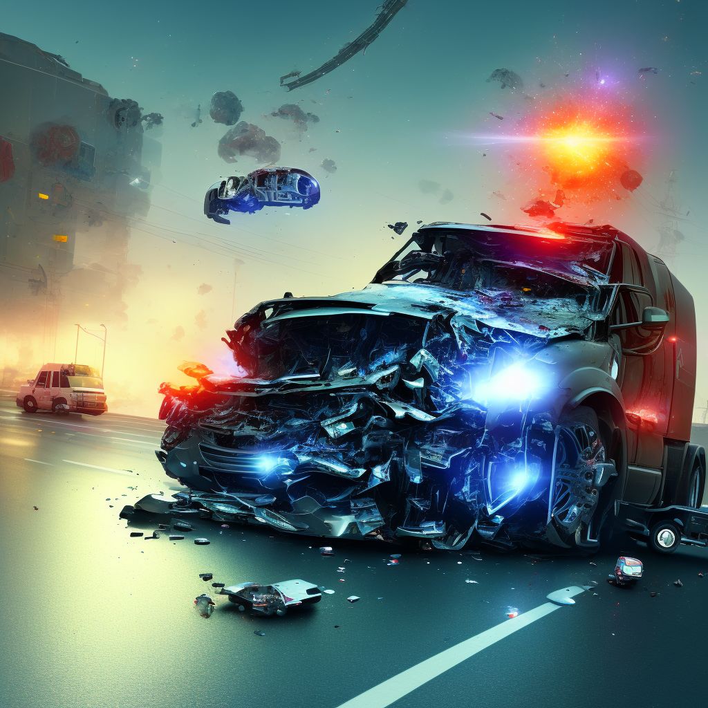 Unspecified occupant of heavy transport vehicle injured in collision with other nonmotor vehicle in traffic accident, initial encounter digital illustration