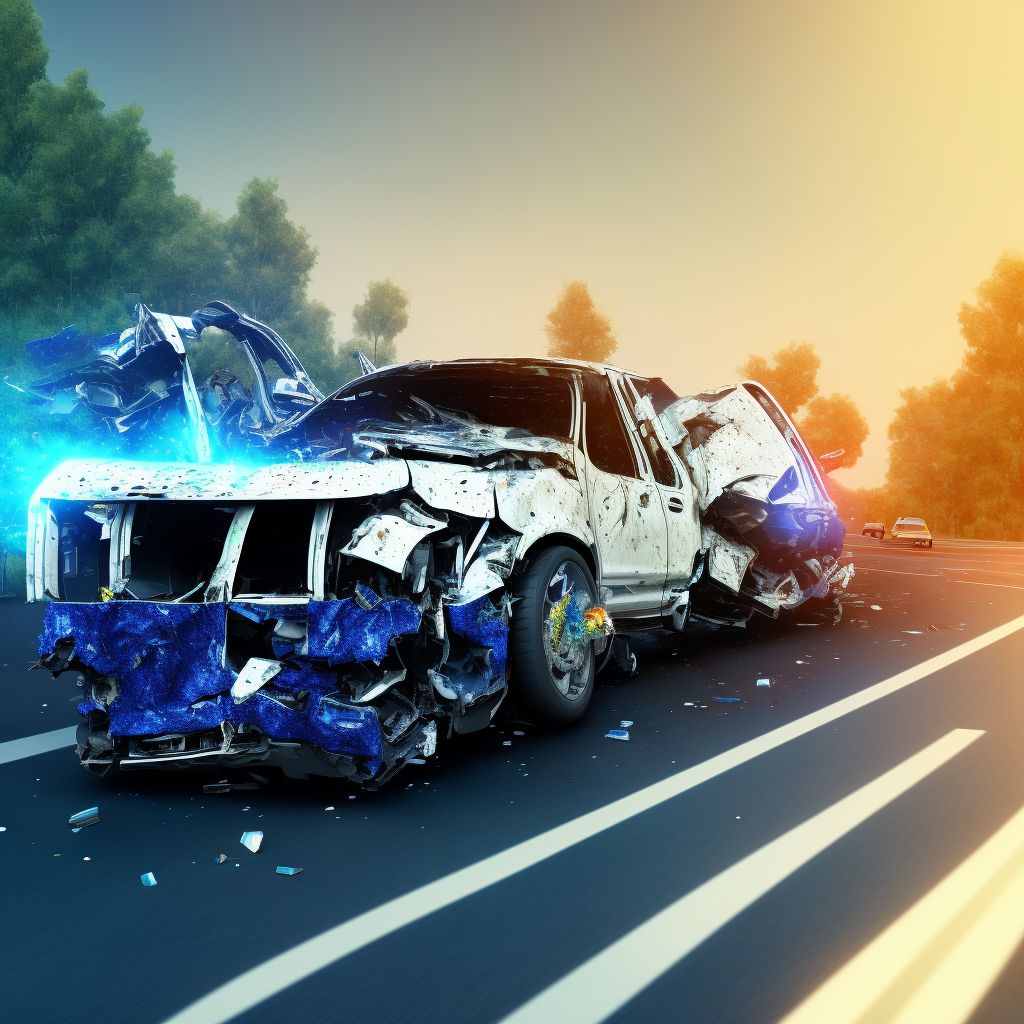 Driver of heavy transport vehicle injured in collision with fixed or stationary object in nontraffic accident, subsequent encounter digital illustration