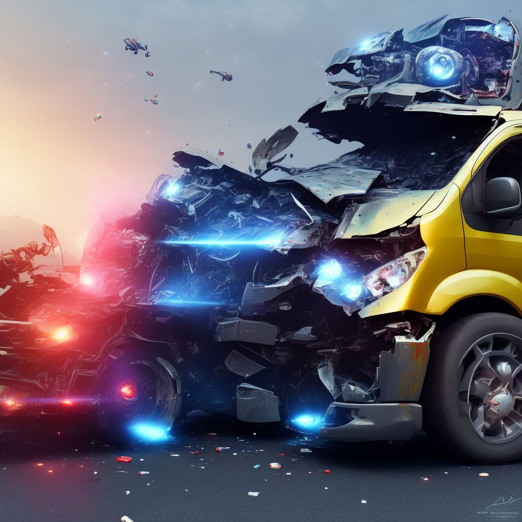 Person on outside of heavy transport vehicle injured in collision with fixed or stationary object in nontraffic accident, subsequent encounter digital illustration