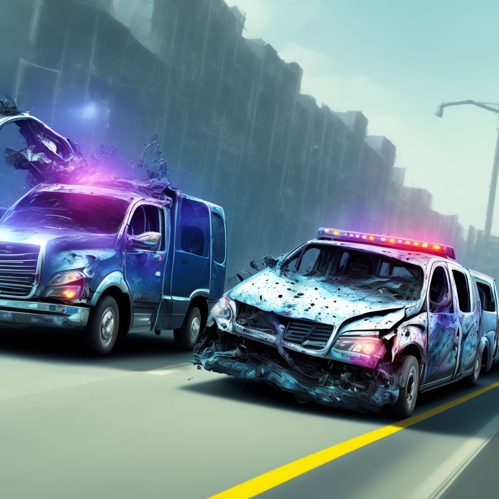 Passenger in heavy transport vehicle injured in noncollision transport accident in traffic accident, subsequent encounter digital illustration