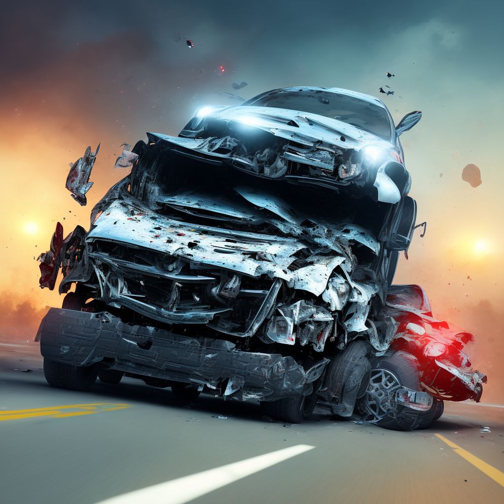 Unspecified occupant of heavy transport vehicle injured in collision with unspecified motor vehicles in nontraffic accident, initial encounter digital illustration