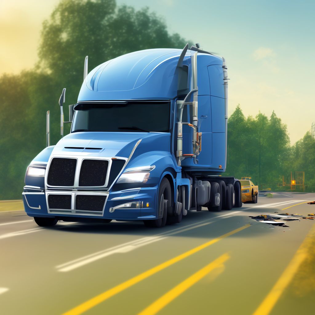 Occupant (driver) (passenger) of heavy transport vehicle injured in unspecified nontraffic accident, subsequent encounter digital illustration