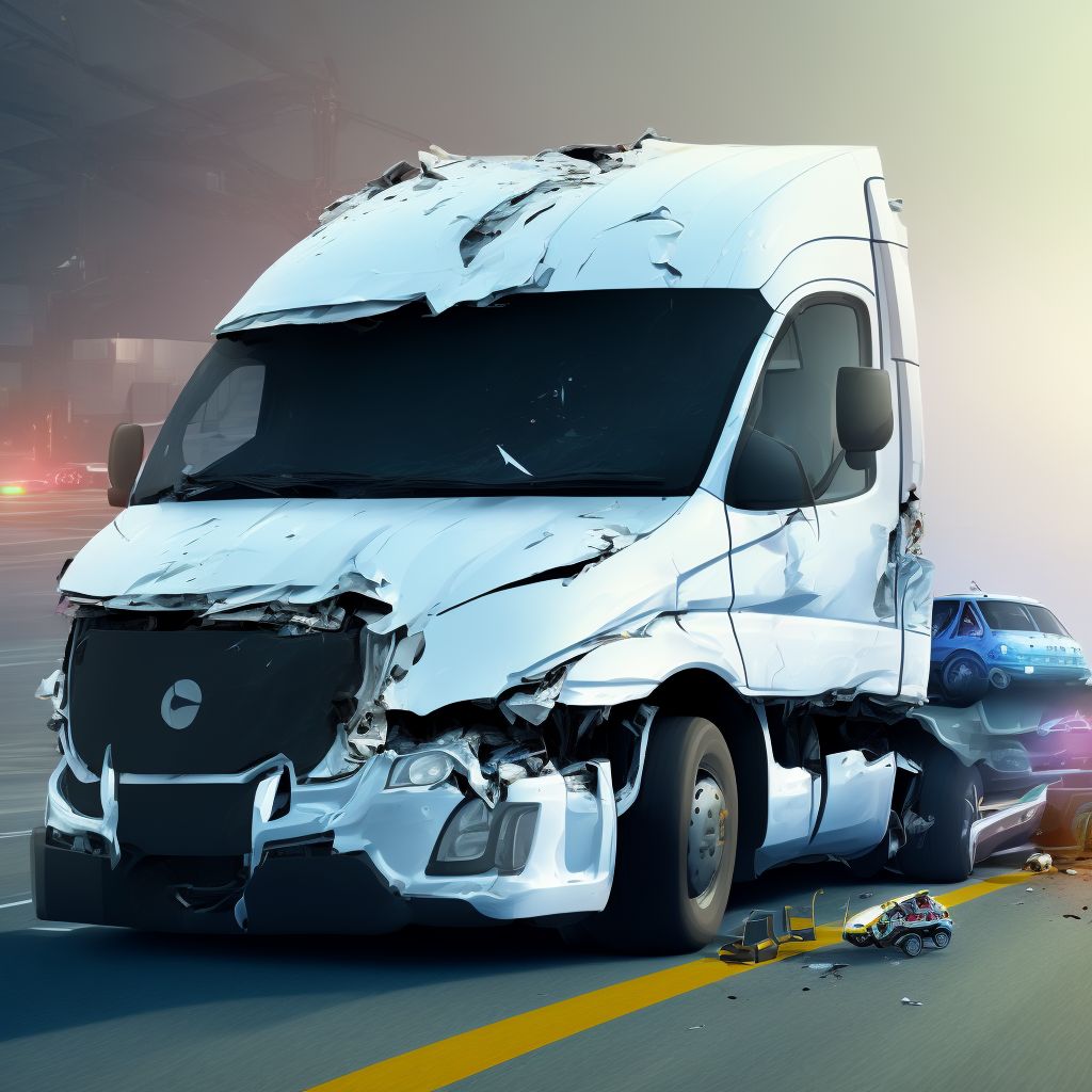 Occupant (driver) (passenger) of heavy transport vehicle injured in other specified transport accidents, initial encounter digital illustration