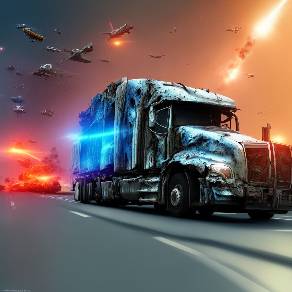 Occupant (driver) (passenger) of heavy transport vehicle injured in other specified transport accidents, sequela digital illustration