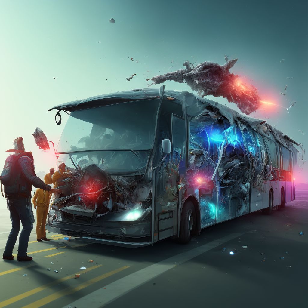 Person boarding or alighting from bus injured in collision with pedestrian or animal, subsequent encounter digital illustration